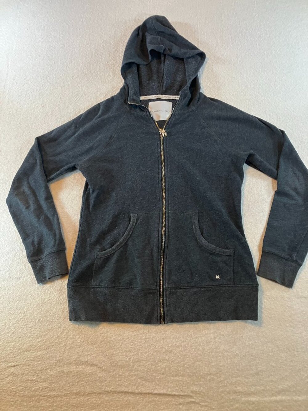 Victoria Secret Grey‎ Logo Hooded Full Zip Sweatshirt